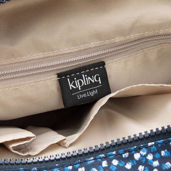 Kipling Flora Shoulder Bag Printed Notes Purse Removable Strap Blue White - Picture 5 of 9